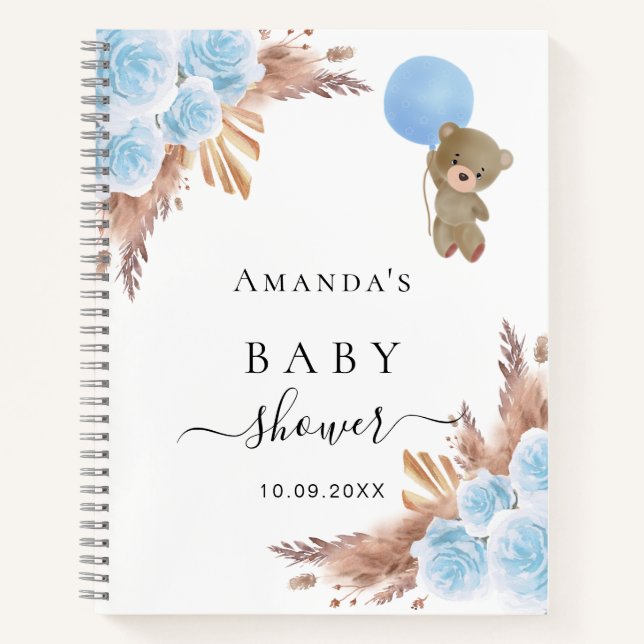Gästebuch Baby Showboy Teddy Pampas Gras Notizbuch (Vorderseite)