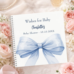 Gästebuch Baby Shower blaue Schleife Jungen Wünsch Notizbuch