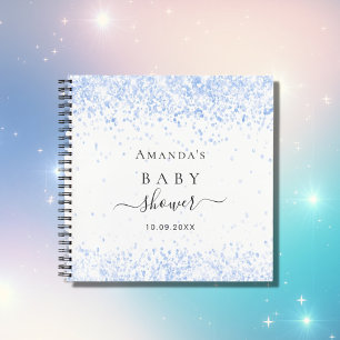Gästebuch Babydusche Blau Glitzer Staub Notizbuch