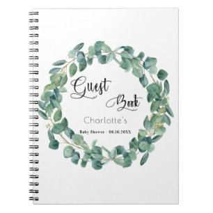 Gästebuch Babydusche Eukalyptus Grüne Notizblock