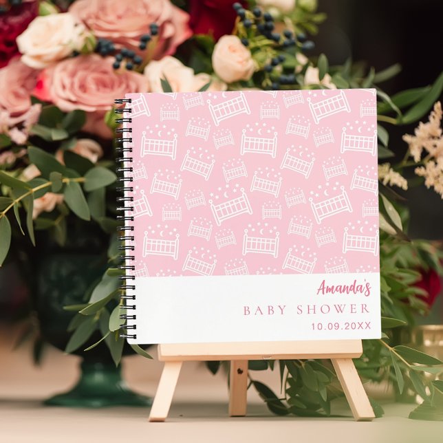 Gästebuch Babydusche Girl Pink weiße Krippen Notizbuch (Von Creator hochgeladen)
