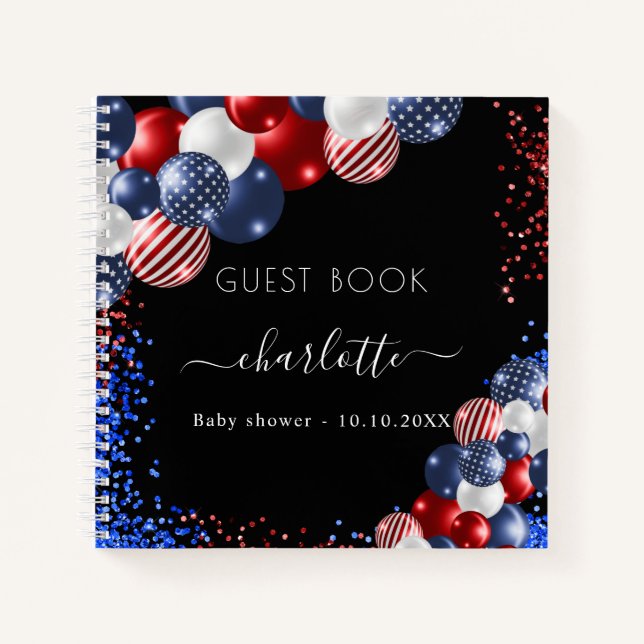 Gästebuch Babydusche patriotisch 4. Juli Notizbuch (Vorderseite)