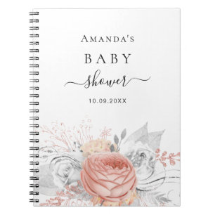 Gästebuch Babydusche Rose Gold silber Notizblock