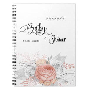 Gästebuch Babydusche Rose Gold silber Notizblock