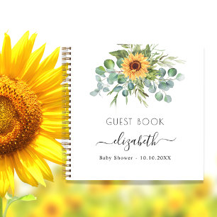 Gästebuch Babydusche Sonnenblumen Eukalyptus Notizbuch