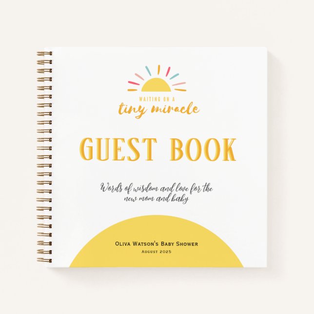 Gästebuch, Babydusche Tiny Miracle Sunshine Notizbuch (Vorderseite)
