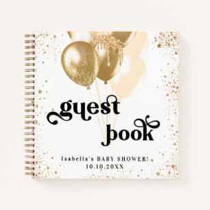 Gästebuch Babydusche Weißgoldballons Name Notizbuch