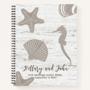 Gästebuch "Beach Themed Wedding Wood Grain" Notizbuch