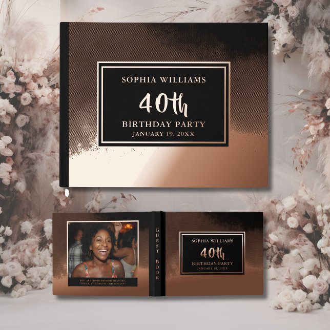 Gästebuch Birthday Foil Elegantes Foto & Zitat (Von Creator hochgeladen)