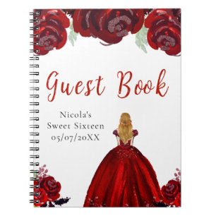 Gästebuch Blondhaarprinzessin Rot Sweet Sixteen Notizblock