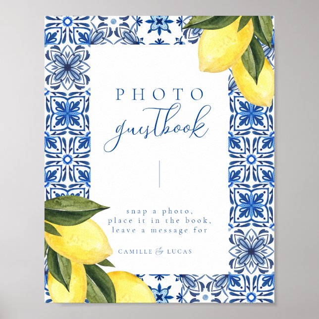 Gästebuch Blue Mediterranean Tile and Citrus (Vorne)