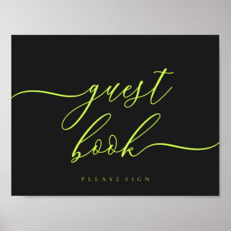 Gästebuch Cyber Lime Jet Black Einfache Unterschri
