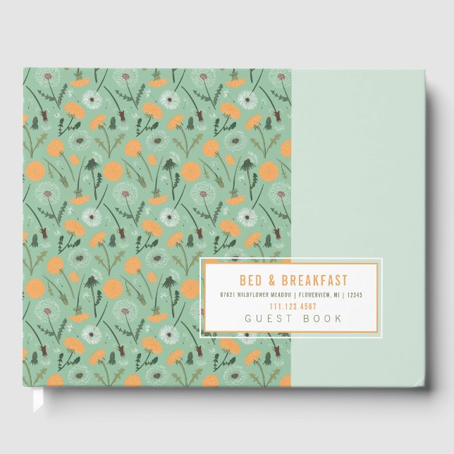 Gästebuch Dandelion Orange Floral (Vorderseite)