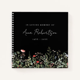 Gästebuch der Black Wildblume Memorial Service Notizbuch
