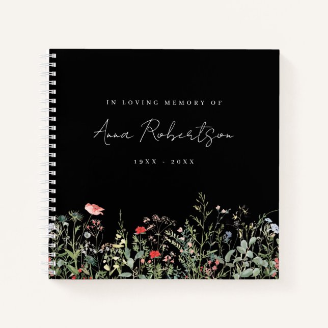 Gästebuch der Black Wildblume Memorial Service Notizbuch (Vorderseite)
