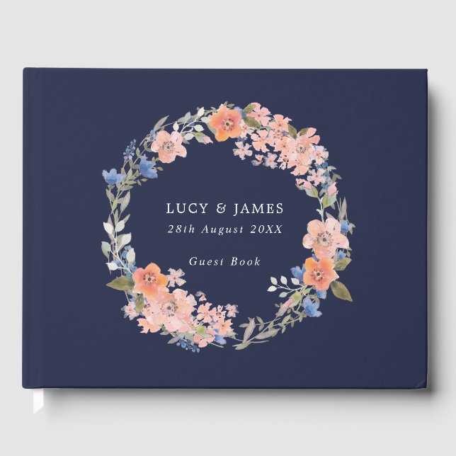 Gästebuch der Marine und des Peach Floral Wreath (Vorderseite)