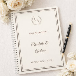 Gästebuch elfenbein taupe monogrammierte Hochzeit Notizbuch
