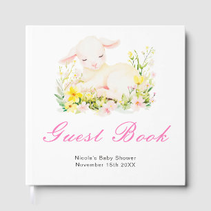 Gästebuch für Baby Shower mit Frühlingslämmern