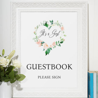 Gästebuch für Baby Shower mit Pfirsichblüten