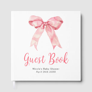 Gästebuch für Baby Shower mit rosa Koketten-Schlei