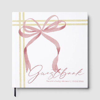 Gästebuch für Baby Shower mit zartrosa Schleife