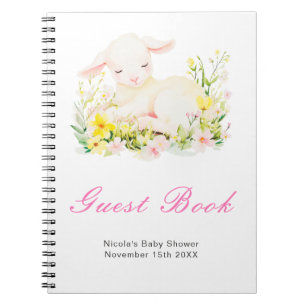 Gästebuch für Baby Shower zum Frühlingslamm Notizblock
