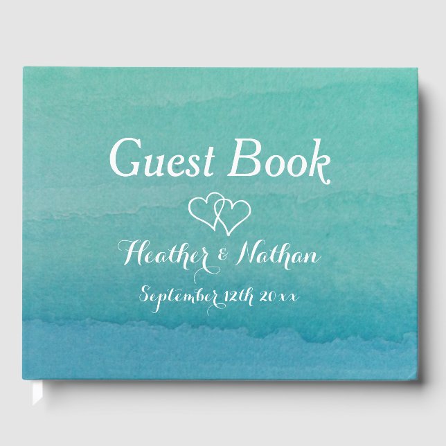 Gästebuch für Hochzeiten am Strand in grüner Meere (Vorderseite)