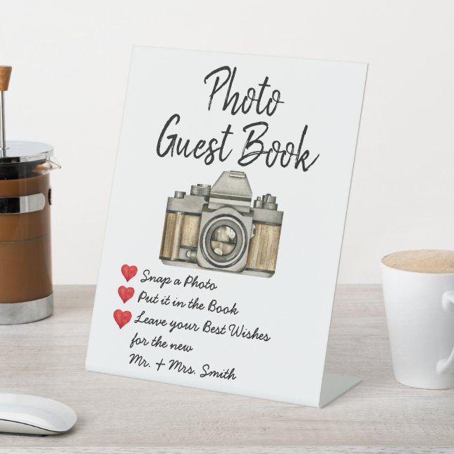 Gästebuch für Hochzeiten Foto Gästebuch Sockelschild (In SItu)