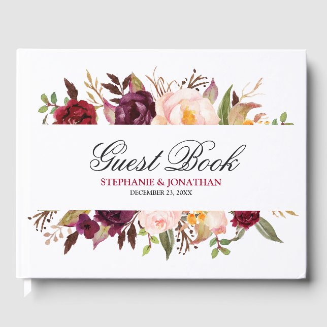 Gästebuch für Hochzeiten in Burgund, Rote Marine (Vorderseite)