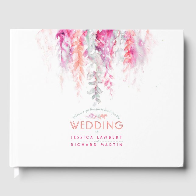 Gästebuch für Hochzeitskorallen in orange-rosa Blu (Vorderseite)