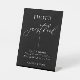 Gästebuch für Minimalistisches Foto in Schwarz und Sockelschild