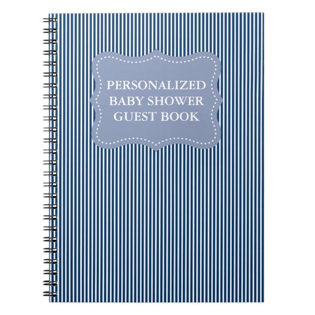 Gästebuch für personalisierte Babydusche | Blaues  Notizblock (Vorderseite)