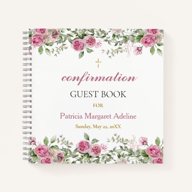 Gästebuch für Rosa und Gold Floral Notizbuch (Vorderseite)
