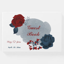 Gästebuch für wunderschöne Blume in Blau und Rot