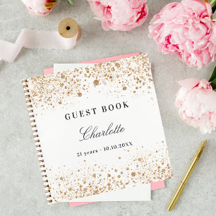 Gästebuch Geburtsname Weißgold Glitzer Notizbuch