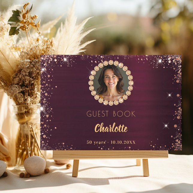 Gästebuch Geburtstag burgundy Foto Diamonds (Von Creator hochgeladen)