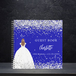 Gästebuch Geburtstag königsblaues Kleid Glitzer Notizbuch