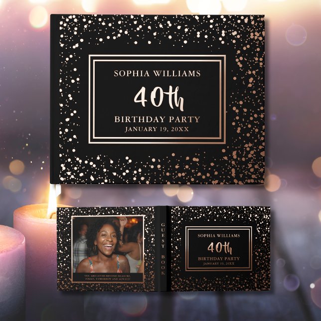 Gästebuch Geburtstag Party Bling Foto & Quote (Von Creator hochgeladen)