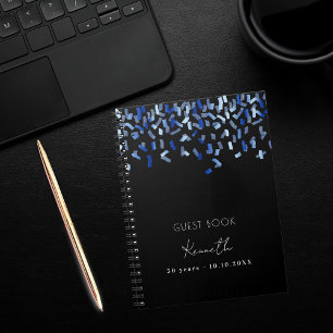 Gästebuch Geburtstag schwarz blauer Konfetti Notizblock