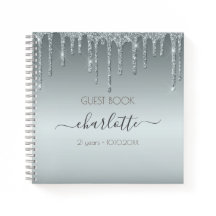 Gästebuch Geburtstag Silver Textures Glitzer Luxus