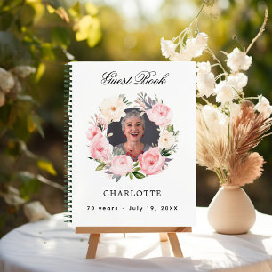 Gästebuch Geburtstag weiß Blumenfotos Notizbuch