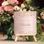 Gästebuch Geburtstagsblüte Rose Goldname Glitzer Notizbuch<br><div class="desc">Ein Gästebuch für eine weibliche und glamouröse 21. Geburtstagsparty (oder jedes Alter). Stilvolle Rose Gold Imitate metallisch aussehend mit Imitat Glitzer Staub. Geben Sie Ihren Namen,  Alter 21/Text.</div>