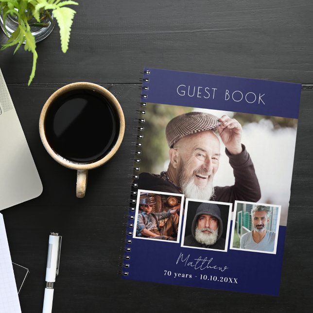 Gästebuch Geburtstagskollektion mit blauen weißen  Notizblock (Von Creator hochgeladen)