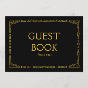 "Gästebuch" Gold Art Deco Style Wedding Sign Einladung