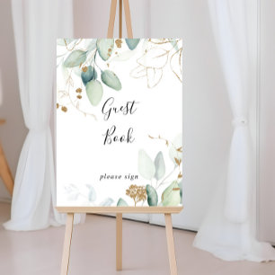 Gästebuch Gold Eucalyptus Calligraphy Sign