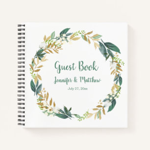Gästebuch Green und Gold Greenerity Wreath Notizbuch