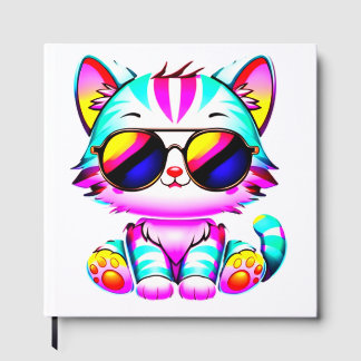 Gästebuch..."Groovy Neon Cat Wall Art - Lebhaft Gästebuch
