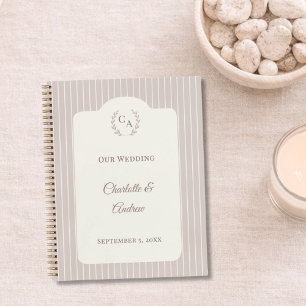 Gästebuch Hochzeit Elfenbein Taupe Pinstreifen mod Notizbuch