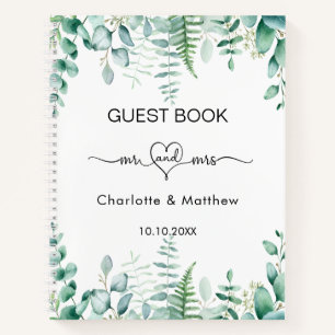 Gästebuch Hochzeit Eukalyptus grün mr mrs Notizbuch