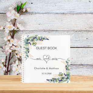 Gästebuch Hochzeit Eukalyptus grün mr mrs Notizbuch